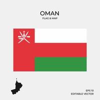 mapa y bandera de omán vector