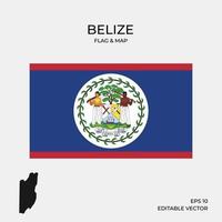 mapa y bandera de belice vector