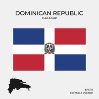 república dominicana mapa y bandera vector