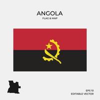 bandera de angola y mapa vector