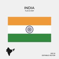 mapa y bandera de la india vector