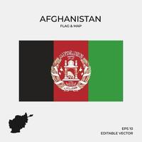 mapa y bandera de afganistán vector
