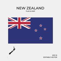 new zealand mapa nd flag vector