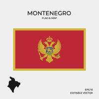 montenegro mapa y bandera vector