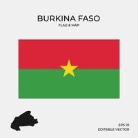 mapa y bandera de burkina faso vector