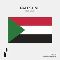 palestine map and flag vector