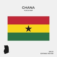 bandera y mapa de ghana vector