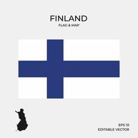 mapa y bandera de finlandia vector