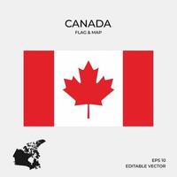 bandera de canadá y mapa vector