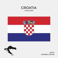 Croatia flag and map vector