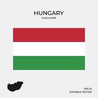 Hungary flag and map vector