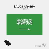 saudi arabia map and flag vector