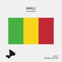 bandera de mali y mapa vector