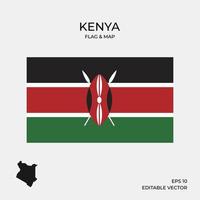 Mapa y bandera de Kenia vector