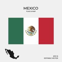 bandera de mexico y mapa vector