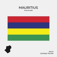 Mauritius flag and map vector