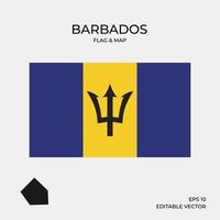 bandera de barbados y mapa vector