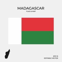 mapa y bandera de madagascar vector