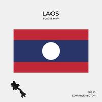 mapa y bandera de laos vector