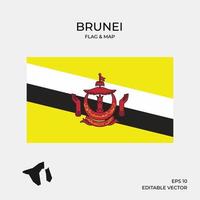 bandera de brunei y mapa vector