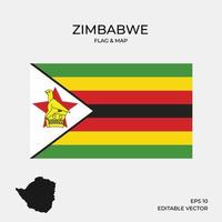 mapa y bandera de zimbabwe vector