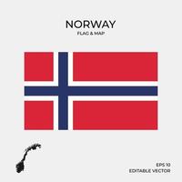 bandera de noruega y mapa vector