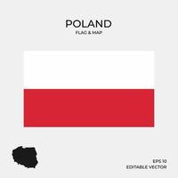 mapa de polonia y bandera vector