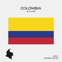Colombia flag and map vector