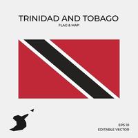 mapa y bandera de trinidad y tobago vector