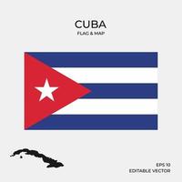 Cuba flag and map vector