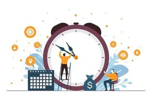 Businessmen Talking About Time Management and Business Strategy Illustration vector