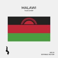 bandera y mapa de malawi vector