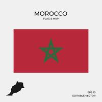 mapa y bandera de marruecos vector