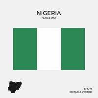 bandera de nigeria y mapa vector