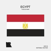 Egypt flag and map vector