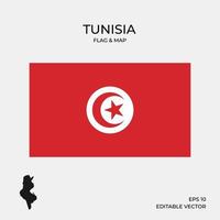 Tunisia flag and map vector