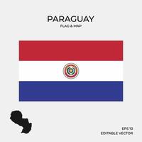 bandera y mapa de paraguay vector