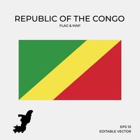 republic of the congo flag and map vector
