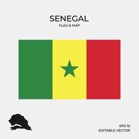 bandera de senegal y mapa vector