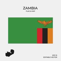 mapa y bandera de zambia vector