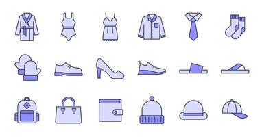 Filled Outline Clothing Icons vector