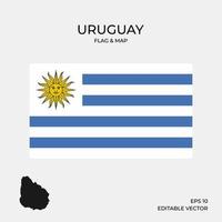 Uruguay flag and map vector