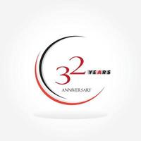 32 years anniversary linked logotype with red color isolated on white background for company celebration event vector