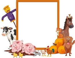 Empty banner with many farm animals vector