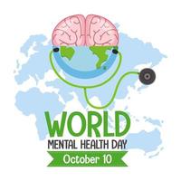 World Mental Health Day banner or logo isolated on white background vector