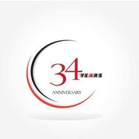 Logotipo vinculado de aniversario de años con color rojo aislado sobre fondo blanco para el evento de celebración de la empresa vector