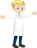 A boy cartoon character wearing laboratory coat vector