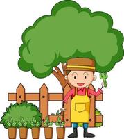 Little kids cartoon character in the garden vector