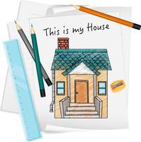 Sketch little house on paper isolated vector