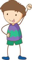 Cute boy cartoon character in hand drawn doodle style isolated vector